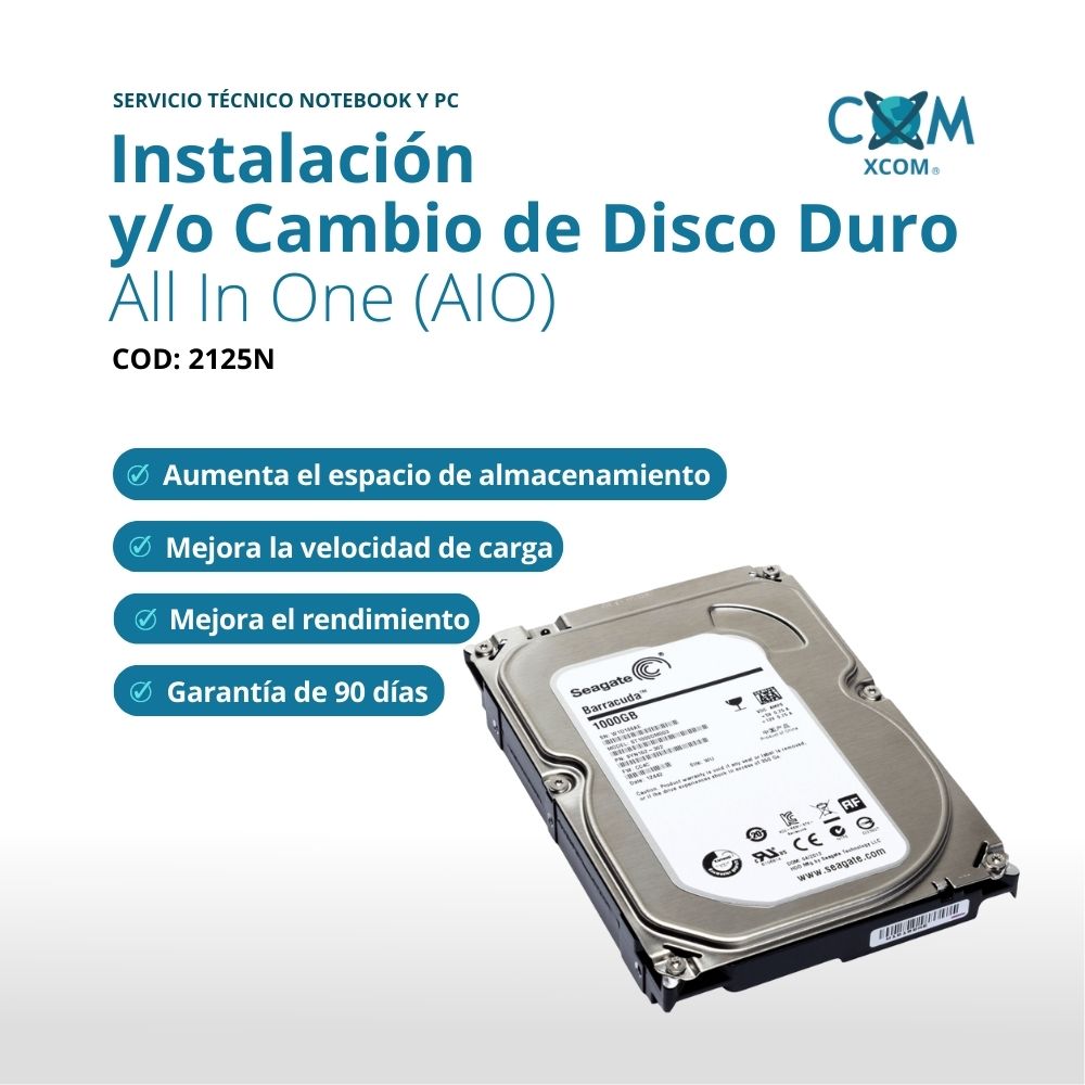 Servicio de instalacion y-o cambio de disco duro all in one