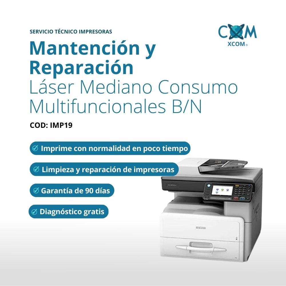 Servicio de mantención y reparación impresora laser escritorio mediano consumo b