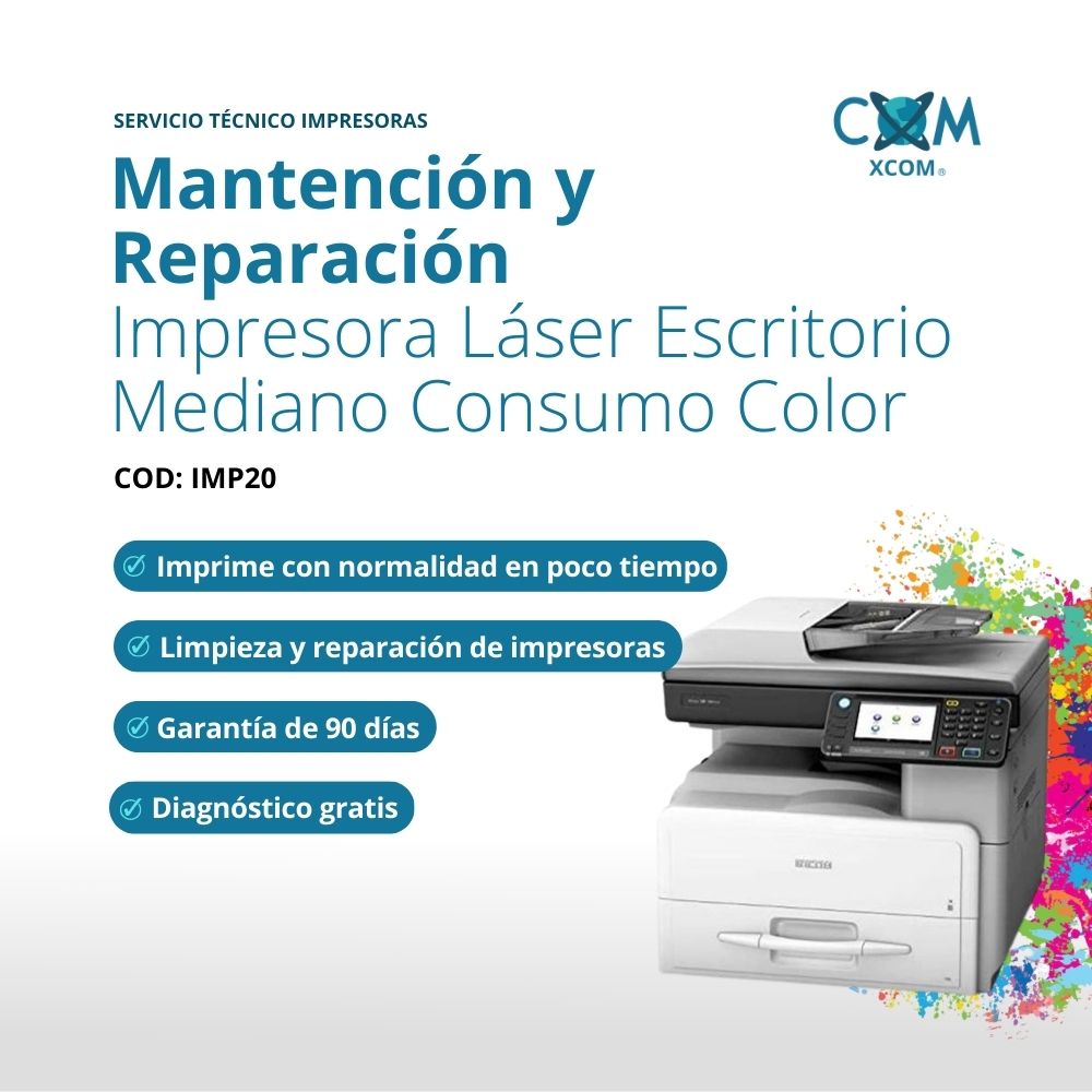 Servicio de mantención y reparación impresora laser escritorio mediano consumo c