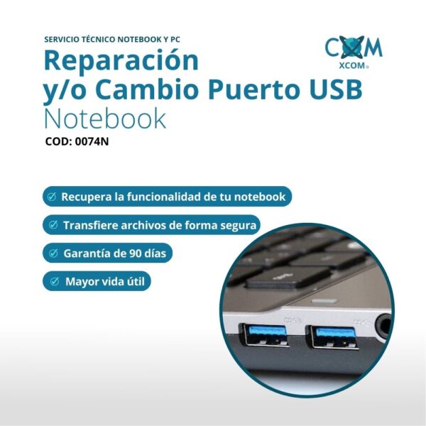 Servicio de reparacion y-o cambio puerto usb notebook