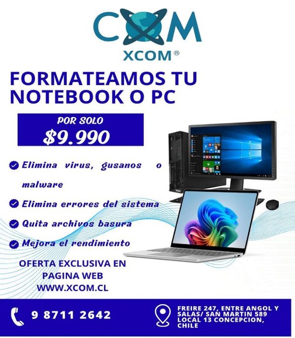 Promocion formateo pc notebook