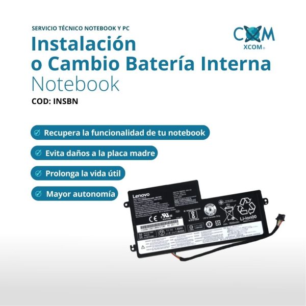 SERVICIO INSTALACION O CAMBIO DE  BATERIA INTERNA NOTEBOOK