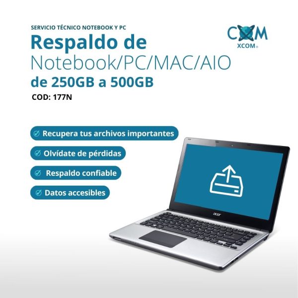 SERVICIO DE RESPALDO DESDE 250 GB A 500 GB NOTEBOOK/PC/AIO