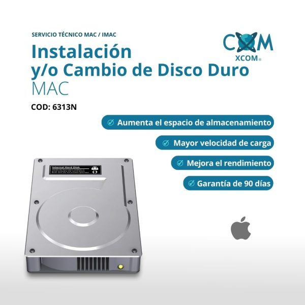 SERVICIO DEINSTALACION Y/O CAMBIO DE DISCO DURO/MEMORIA  MAC (SLIM 2013+)